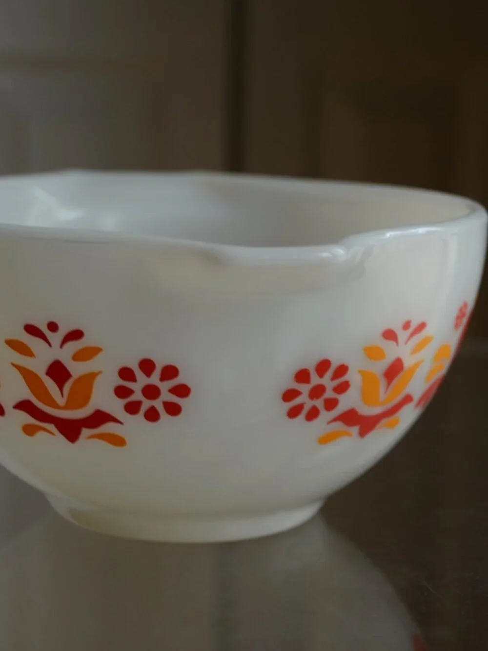 Pyrex FRIENDSHIP Cinderella Mixing Bowl #441 Red Orange Birds 1-1/2 PT Vintage - Picture 3 of 8